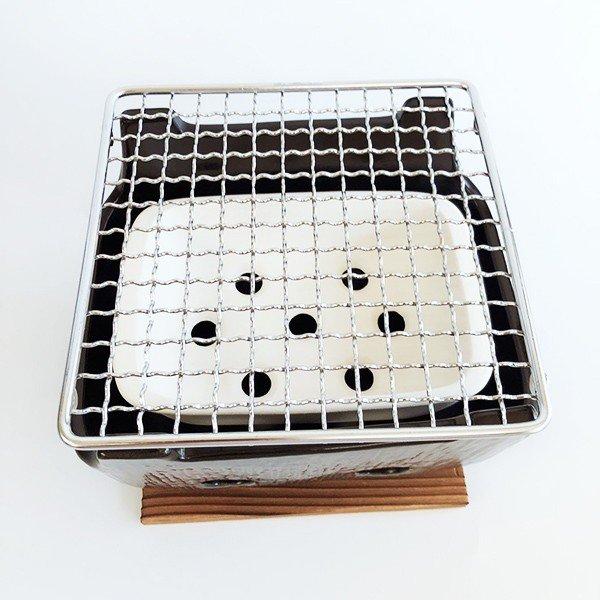 萬古焼　角型串焼　黒(小)　七輪焼肉コンロ　バーベキュー　BBQ　オートドア用品